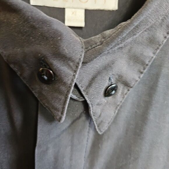 Elliott Men's Xl Long Sleeve Black Button Down Shirt Vintage Rayon - Picture 5 of 12